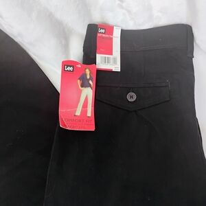 Lee Sinfully Soft Womens 14 Straight Leg No Gap Waistband Black Pants Stretch H